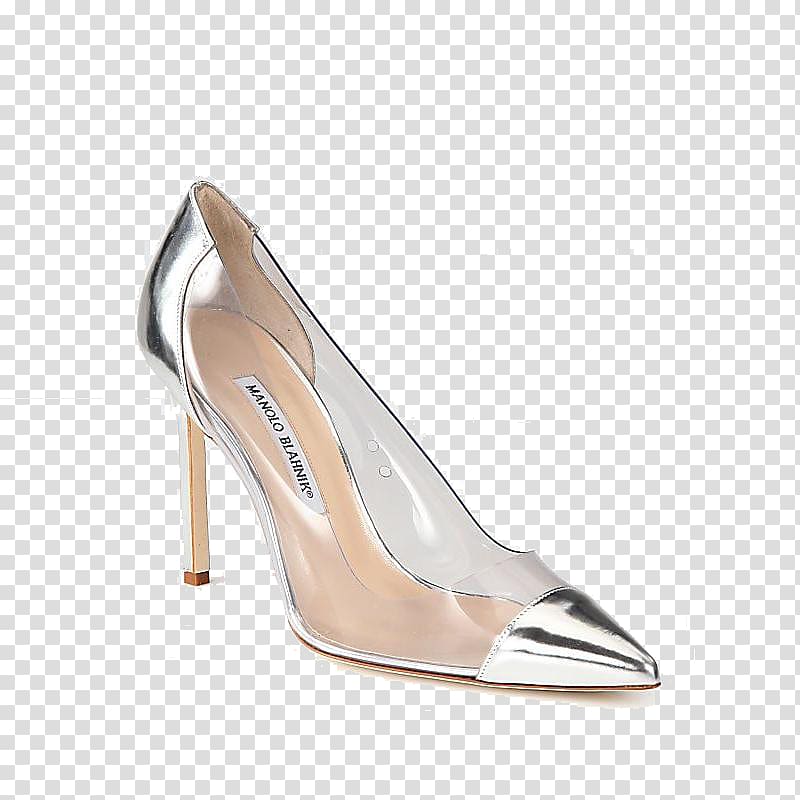 Slipper Court shoe High-heeled footwear Fashion, Manolo silver high heels shoes transparent background PNG clipart