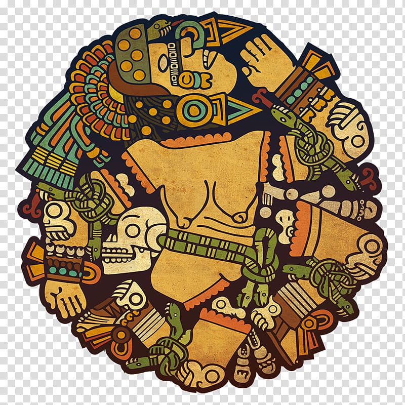 Aztec calendar stone Coyolxauhqui Maya civilization Aztec mythology, Goddess transparent background PNG clipart