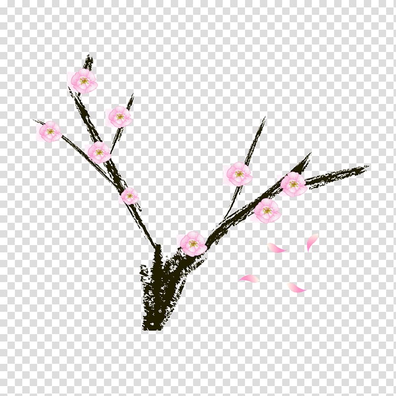 Plum blossom Petal, Cartoon Plum transparent background PNG clipart
