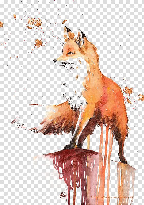 orange fox painting, Watercolor painting Red fox Drawing, fox transparent background PNG clipart