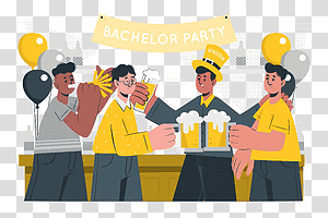 illustration, Bachelor party, celebration, drink, party, fun, friends transparent background PNG clipart thumbnail