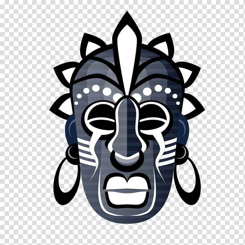 white, grey, and black mask illustration, Traditional African masks Tribe , tribal transparent background PNG clipart