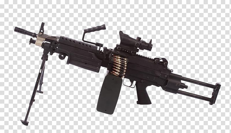 M249 light machine gun Squad automatic weapon Firearm Airsoft, Black machine gun transparent background PNG clipart