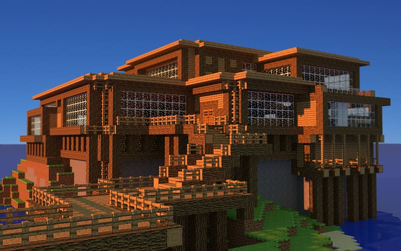 Brown 3d Perspective House Minecraft Pocket Edition House