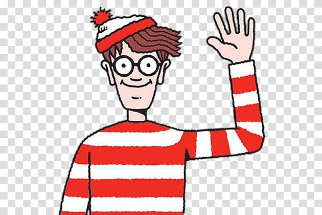 man in red and white striped sweater illustation, Wally Waving Goodbye transparent background PNG clipart