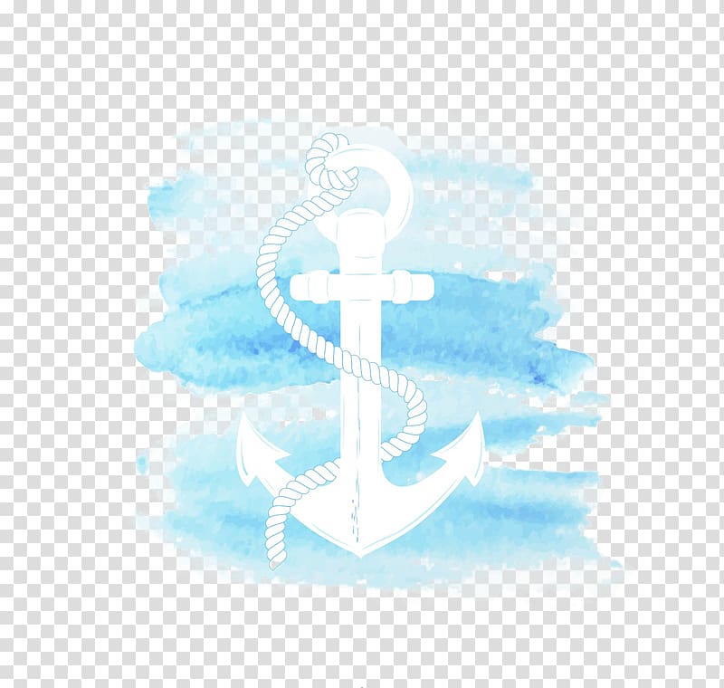 Watercolor painting Anchor, Blue Anchor transparent background PNG clipart
