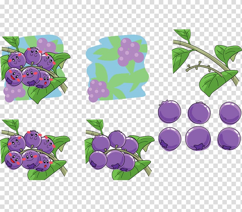 Grape Cartoon Blueberry Illustration, Cartoon class of arbutin blueberry material transparent background PNG clipart