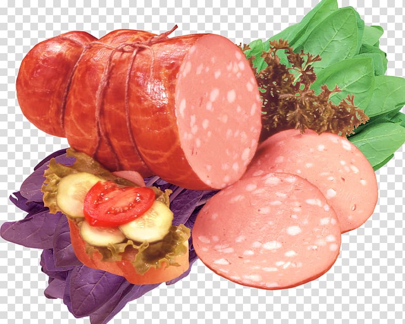 Salami Sausage Ham Bacon Mortadella, Intestinal creative homemade bacon transparent background PNG clipart