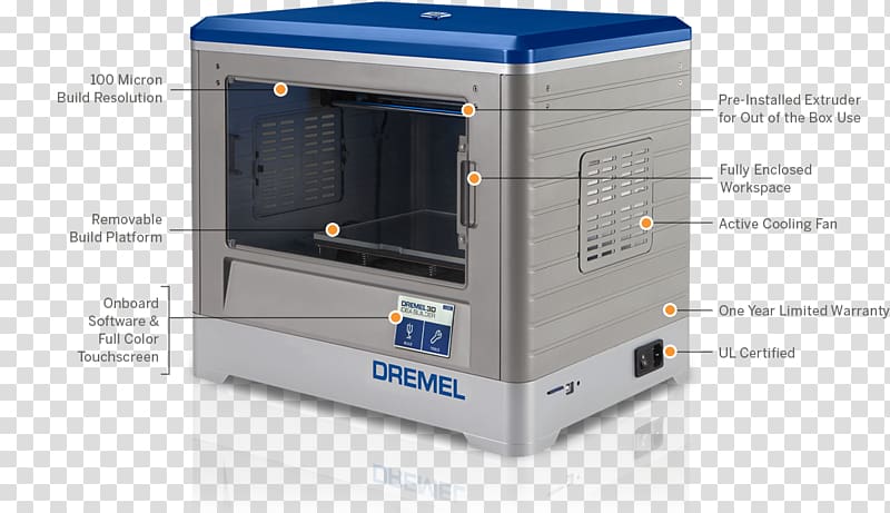 3D printing Dremel Printer MakerBot, printer transparent background PNG clipart