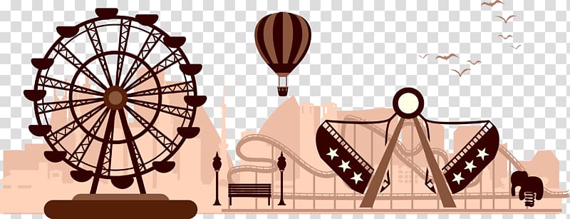 Amusement park Silhouette Carousel, Amusement park facilities banner material transparent background PNG clipart