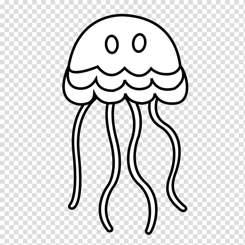 Jellyfish Black and white Drawing , Tropical Line transparent background PNG clipart