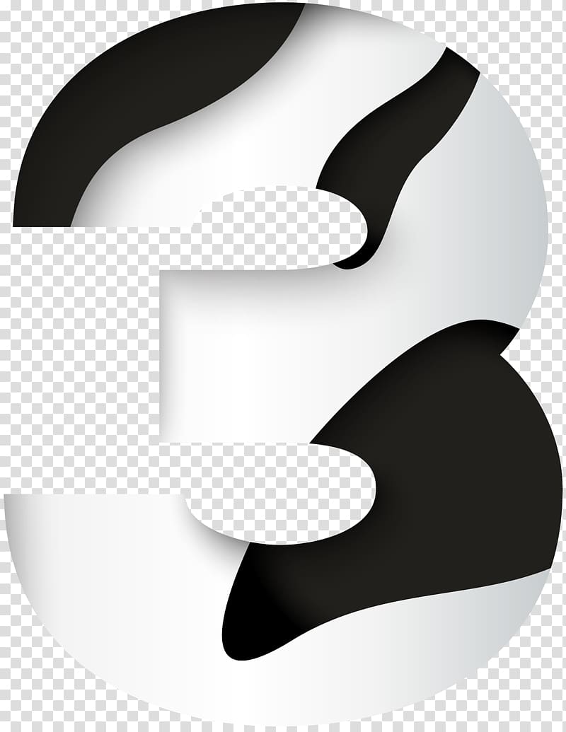 Black and white Graphics Font Design, Number Three Black White transparent background PNG clipart