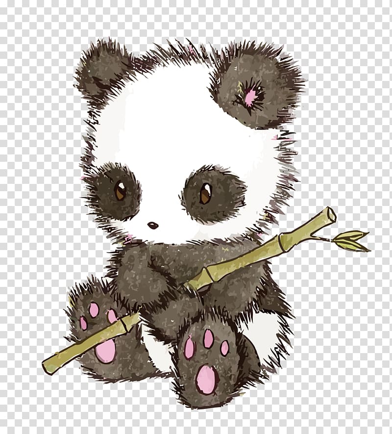 panda holding bamboo , Giant panda Polar bear Drawing Cuteness, Panda transparent background PNG clipart