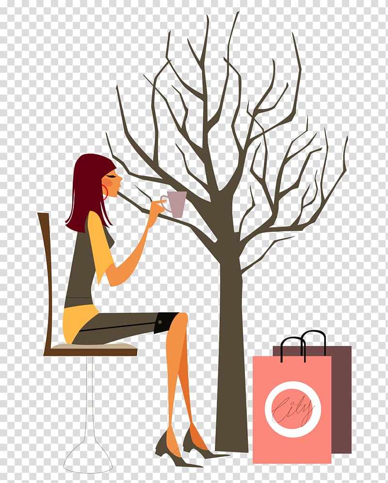 Coffee Drawing Featurepics , Urban cartoon girl transparent background PNG clipart