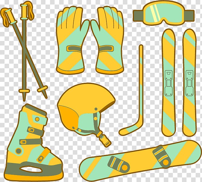 Winter sport Skiing , Yellow-green sports equipment transparent background PNG clipart