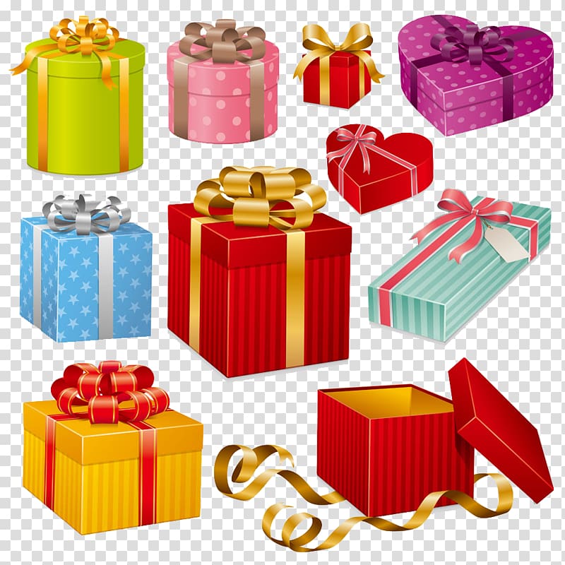 Gift Box Designer, Colored colorful gift box gift collection transparent background PNG clipart