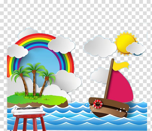 Sailboat Cartoon, Holiday Beach transparent background PNG clipart