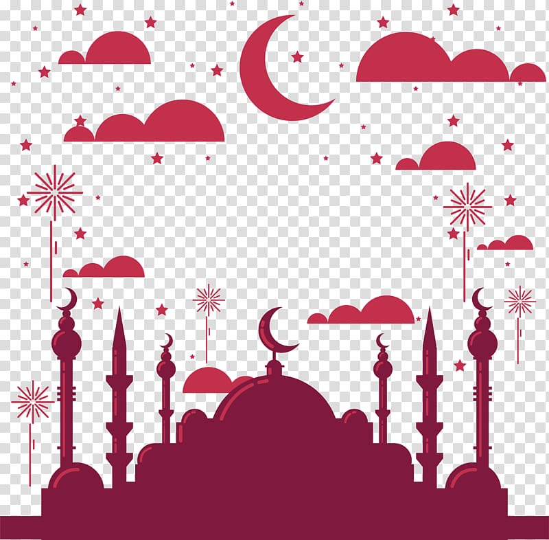 red silhouette of Taj Mahal , Surabaya Islamic festivals Islamic New Year, Wine red Islamic Church transparent background PNG clipart
