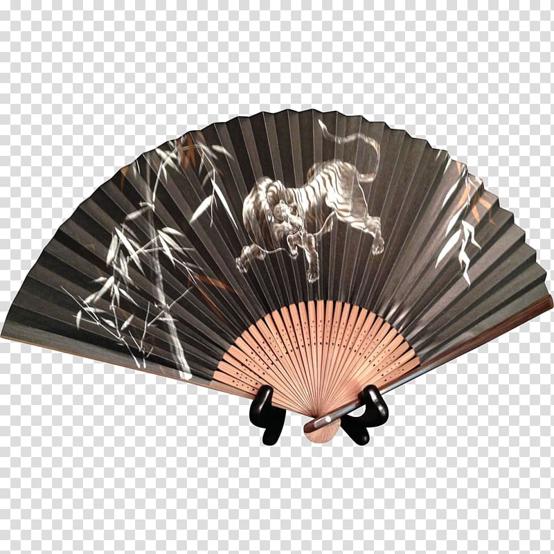 Hand fan Japan Paper Silk, tiger woods transparent background PNG clipart