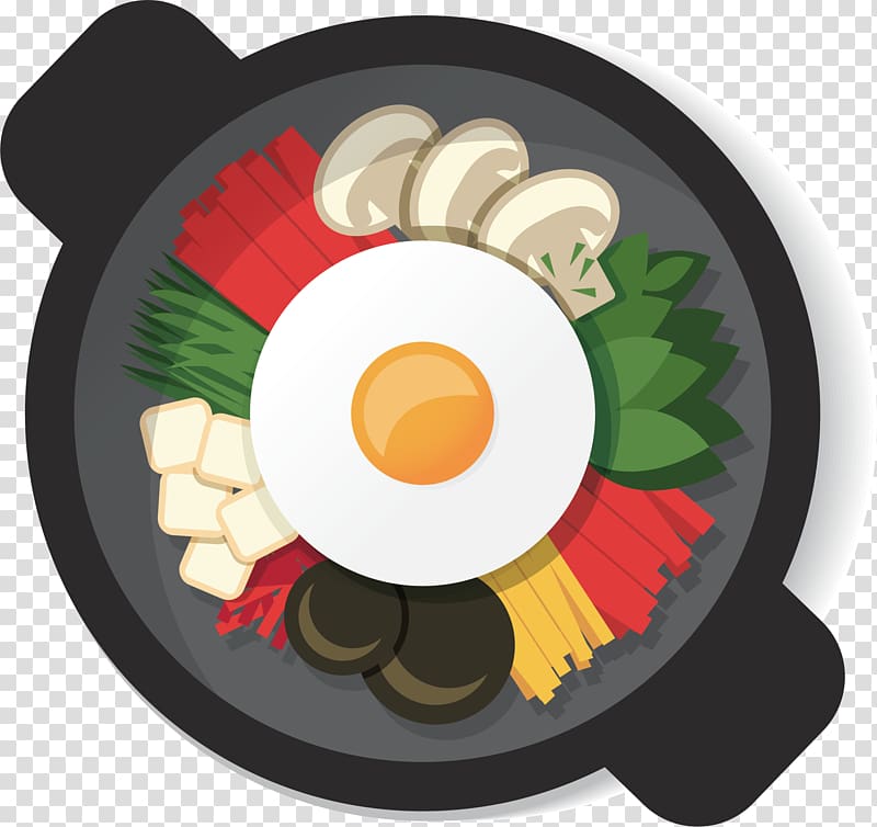 Korea Food Infographic Illustration, Mushroom and egg casserole rice transparent background PNG clipart