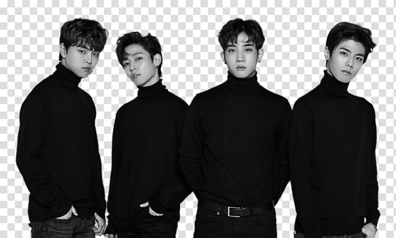 four K-pop male group members, The Rose Black and White transparent background PNG clipart