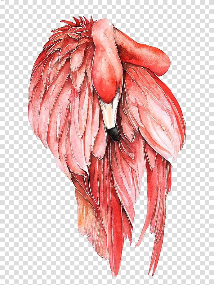 pink flamingo, Flamingo Bird Watercolor painting Drawing, Hand-painted flamingos transparent background PNG clipart