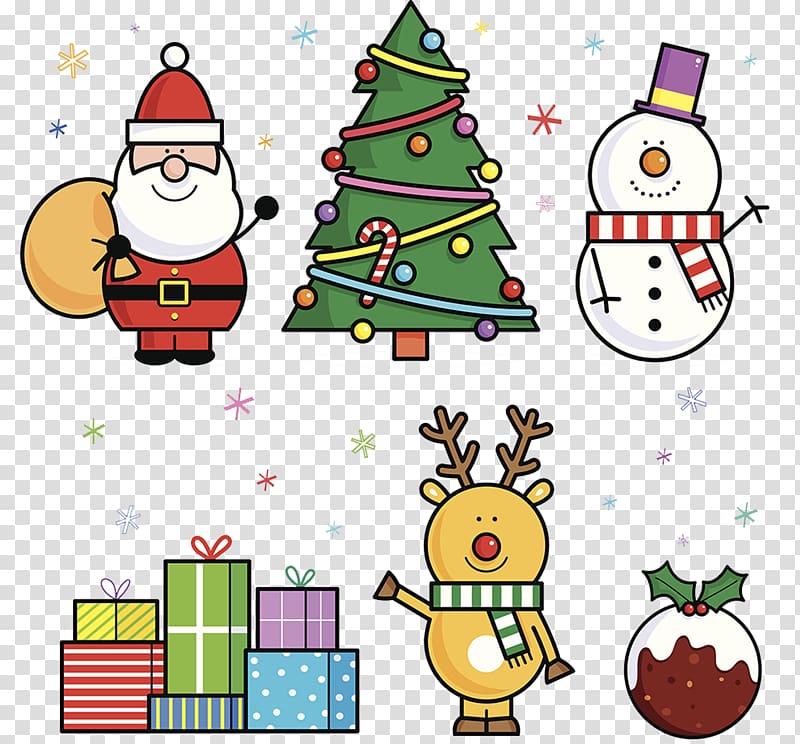 Christmas illustration, Santa Claus Christmas ornament Cartoon Illustration, Christmas cartoon patterns transparent background PNG clipart