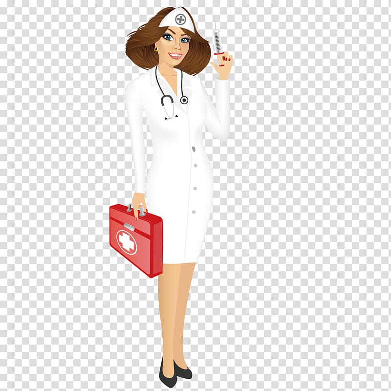 Physician Nursing Medicine, A female doctor holding a syringe transparent background PNG clipart