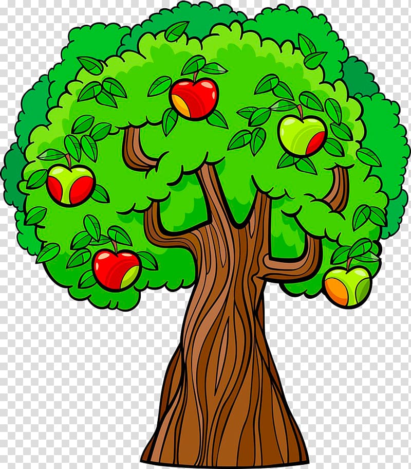 apple tree illustration, Cartoonist illustration Illustration, Cartoon apple tree transparent background PNG clipart