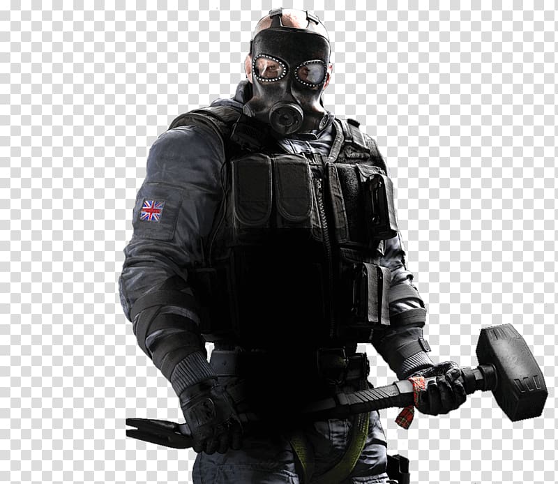character holding sledgehammer , Tom Clancys Rainbow Six Siege Overwatch Video game Ubisoft, Tom Clancys Rainbow Six transparent background PNG clipart