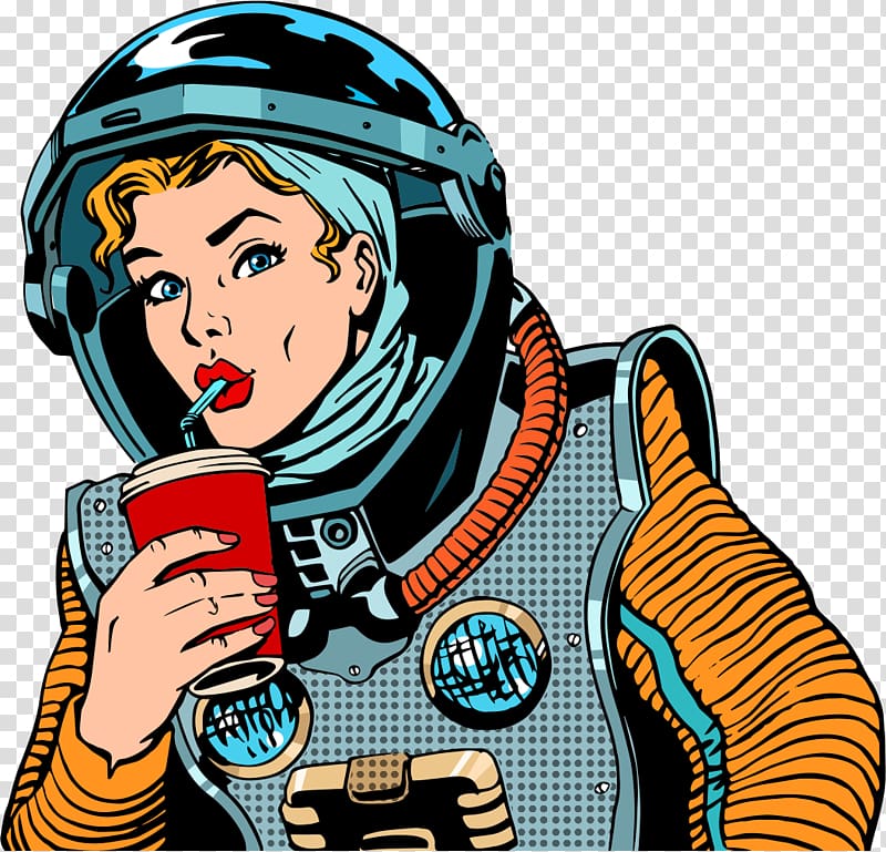female astronaut , Drink Pop art, astronauts transparent background PNG clipart
