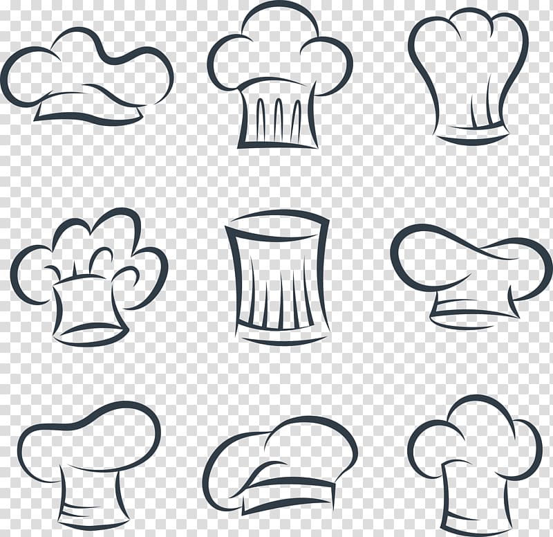 assorted chef cap illustration, Cook Chefs uniform Hat Euclidean , Hand-painted dining chef hat transparent background PNG clipart