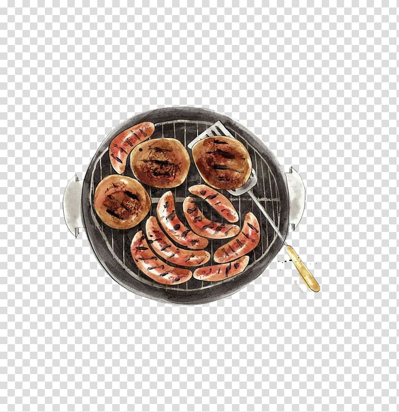 Sausage Barbecue Food Chuan Illustration, Gourmet tip of the tongue transparent background PNG clipart