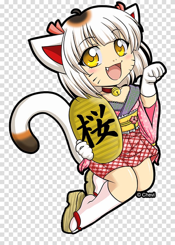 Sakura-Con Catgirl Maneki-neko Anime, maneki neko transparent background PNG clipart