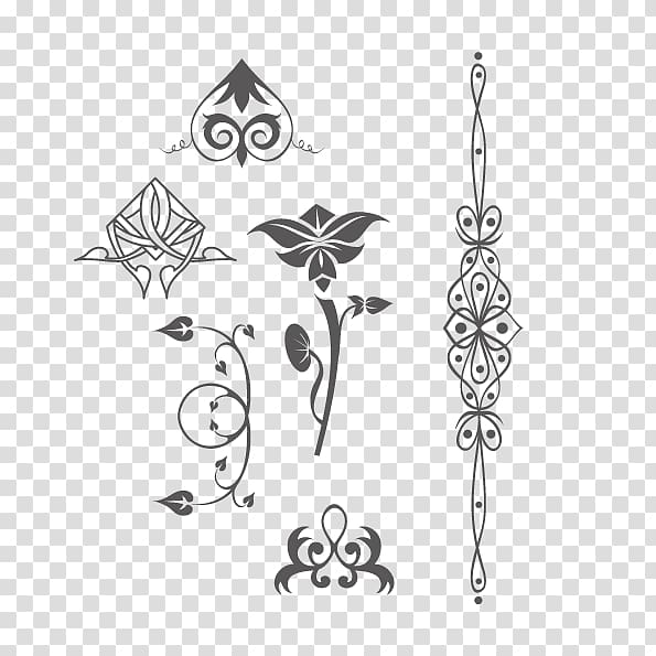 gray floral patterns illustration, Wedding Marriage Euclidean Element, decorative wedding pattern elements transparent background PNG clipart