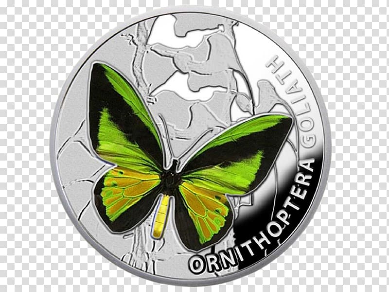 Butterfly Silver coin Niue dollar Australian one dollar coin, butterfly transparent background PNG clipart