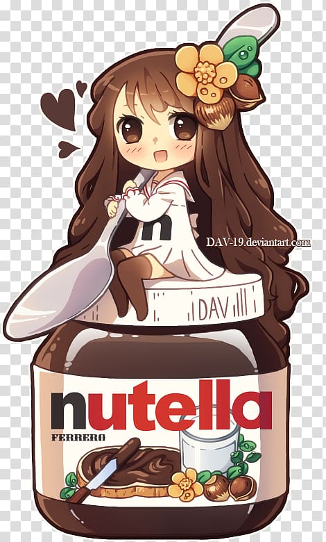 Chibi Kavaii Nutella Chocolate spread Food, nutela transparent background PNG clipart
