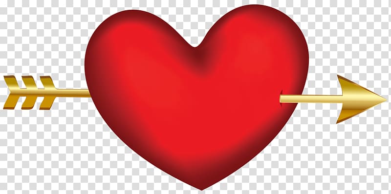 red heart and gold-colored arrow art, Hearts and arrows , Heart with Arrow transparent background PNG clipart