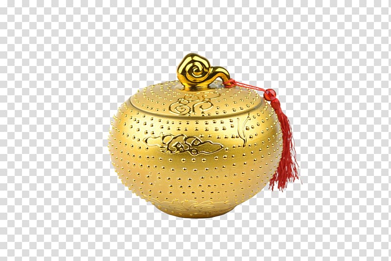 Gold Ceramic Jar, Jinbo jar transparent background PNG clipart