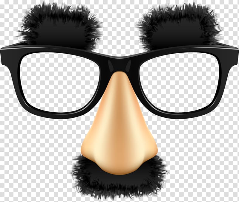 black and brown eyeglasses with nose and mustache, Mask Groucho glasses Humour, Glasses Free transparent background PNG clipart