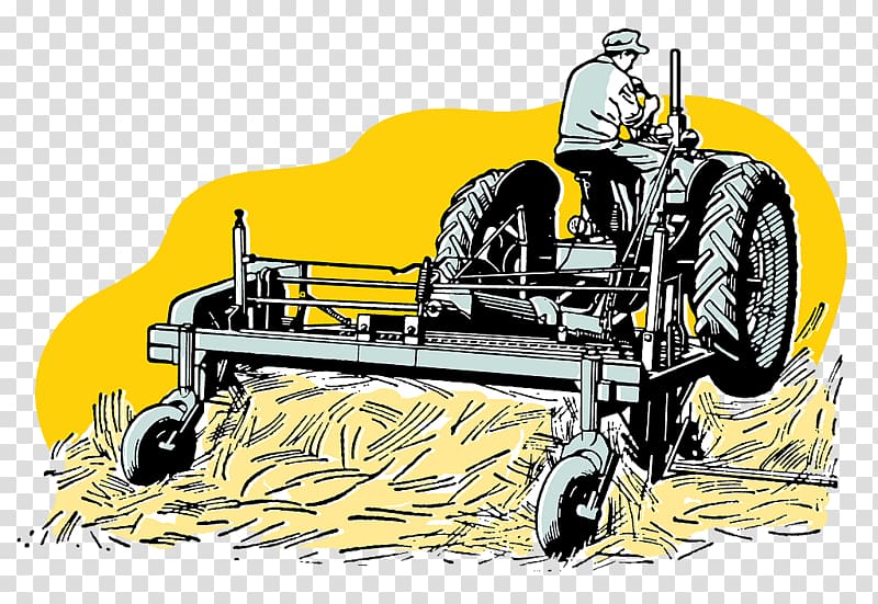 Drawing Agriculture Tractor , Hand drawn land harvesting wheat transparent background PNG clipart