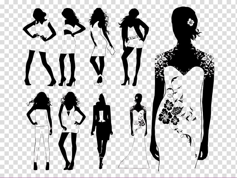 Model Fashion Runway Silhouette Black And White Women S Models Png | My ...