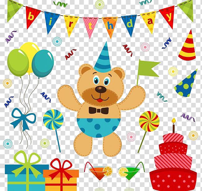 Birthday cake Illustration, Cartoon birthday background transparent background PNG clipart