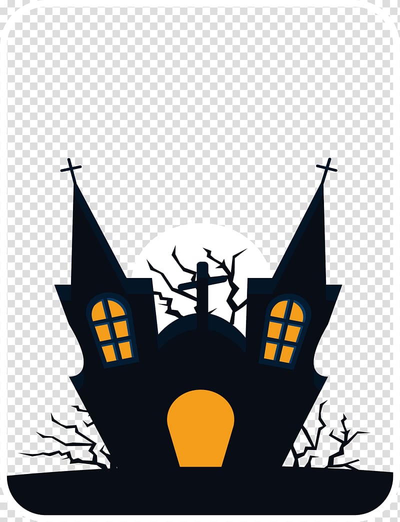 Halloween Party Jack-o\'-lantern, Halloween Castle label transparent background PNG clipart