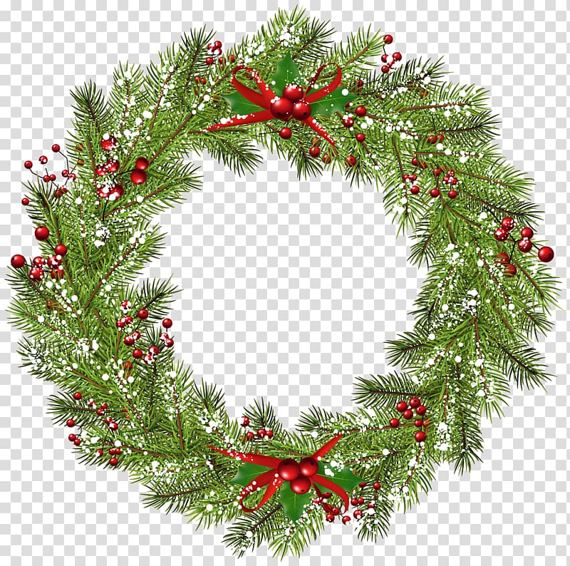 Wreath Christmas , Christmas Wreath , green and red wreath transparent background PNG clipart