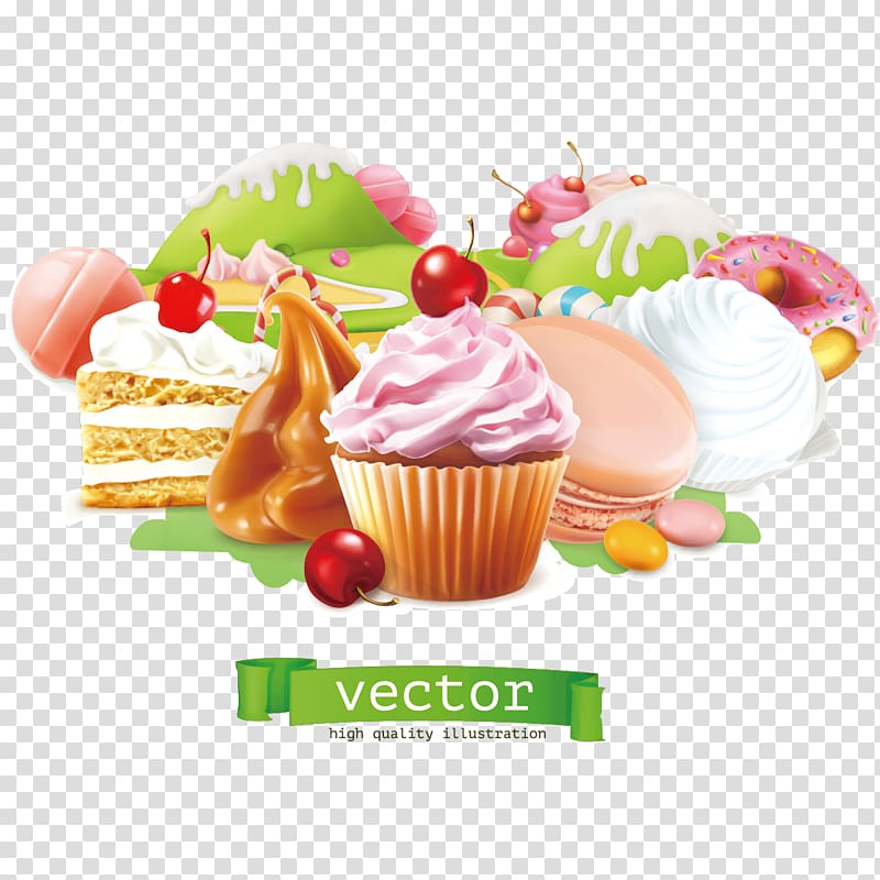 cupcakes illustration, Cupcake Bakery Dessert, Ice Cream Cake transparent background PNG clipart
