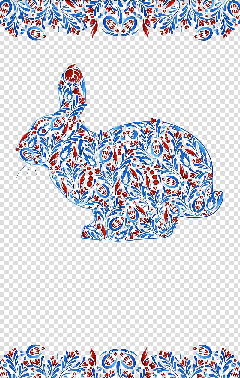 Rabbit Adobe Illustrator, Blue red and white bunny buckle clip Free transparent background PNG clipart