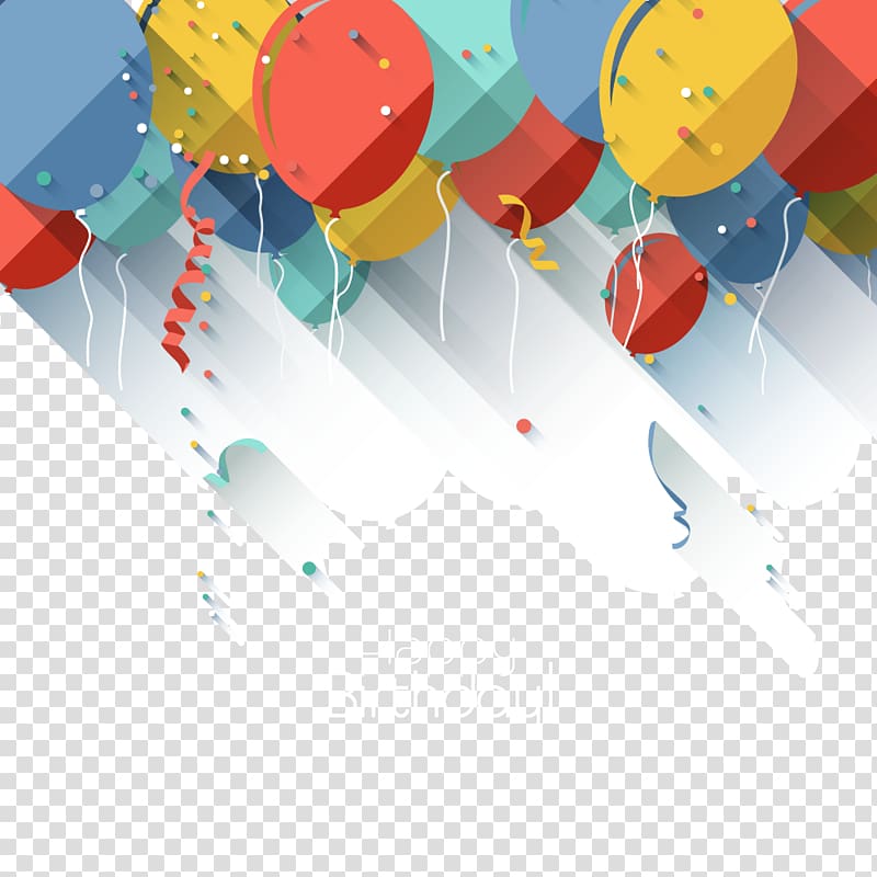 Birthday cake Balloon Greeting card, Colorful balloons string