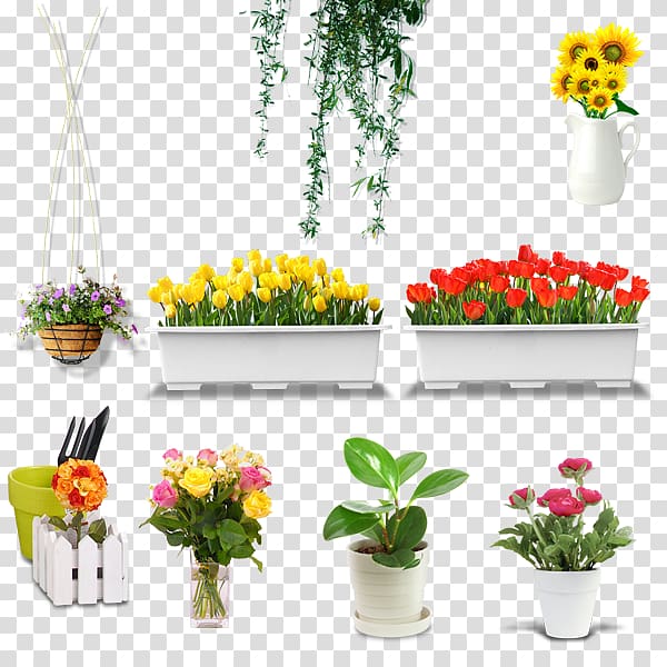 assorted-color flowers, Floral design Flowerpot Vase, Flower vase willow basket transparent background PNG clipart