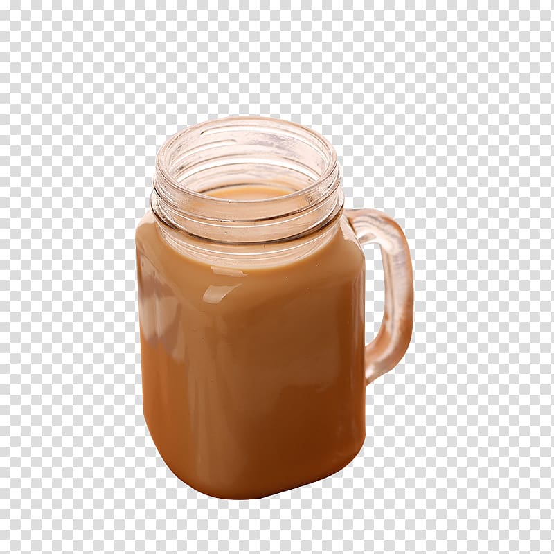Hong Kong-style milk tea Glass, With the glass flavor tea transparent background PNG clipart
